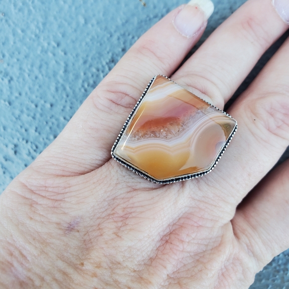 New Botswana Agate 925 Silver Statement Ring. - Picture 3 of 15